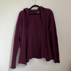 American Eagle Plum Colored Hooded Cardigan